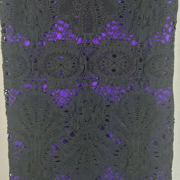 Intimately Free People Black Crochet Purple Date Night Vacation Dress M/L NWT - Picture 2 of 5